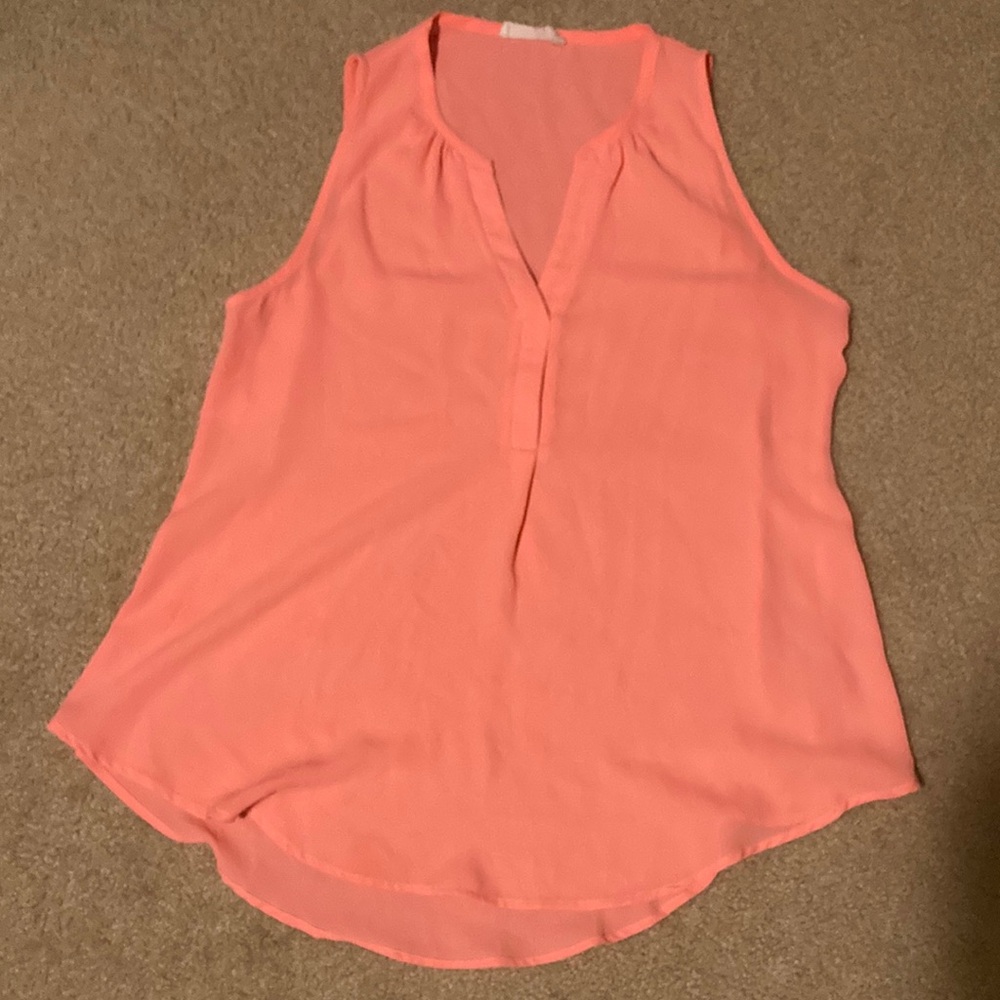 LUSH Neon Coral Sleeveless Women's Top
